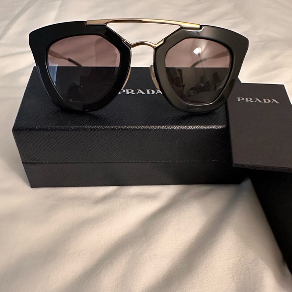 Prada Black and Gold Women's Sunglasses - Picture 1 of 4